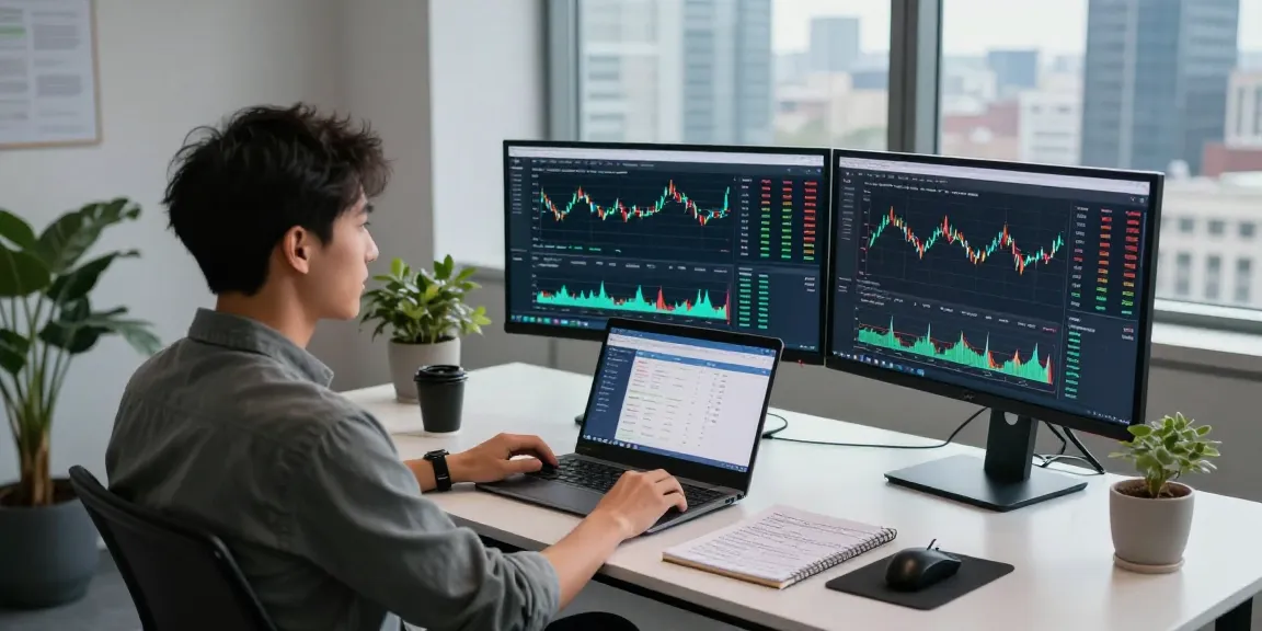 Real-time forex high frequency tick API displayed on multiple monitors in a modern developer workspace.