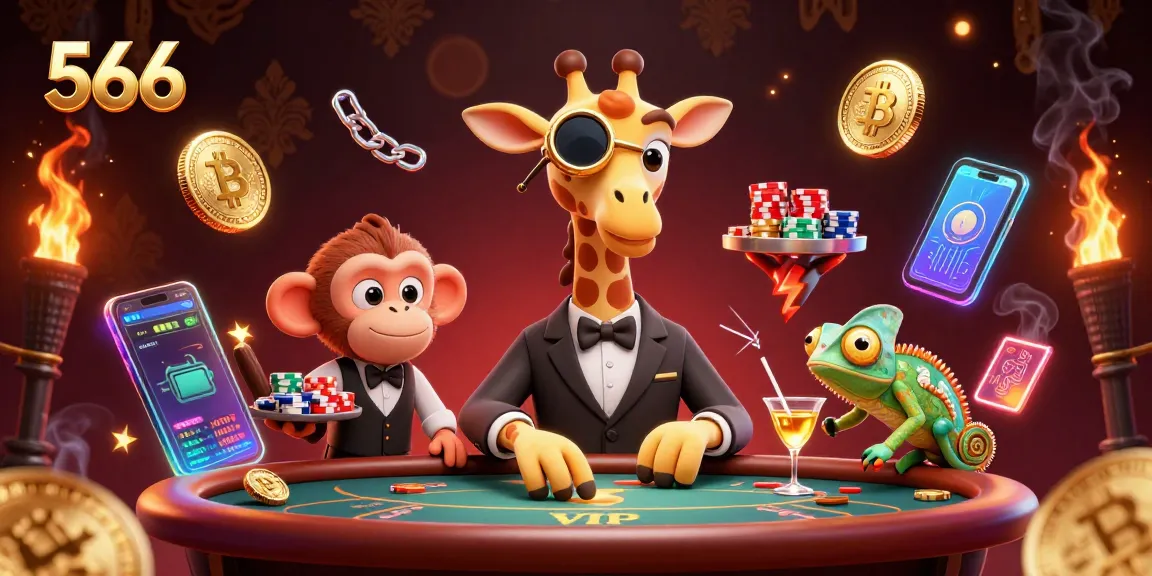 Engage in thrilling gameplay with 566 as a high-roller giraffe enjoys a VIP poker table.