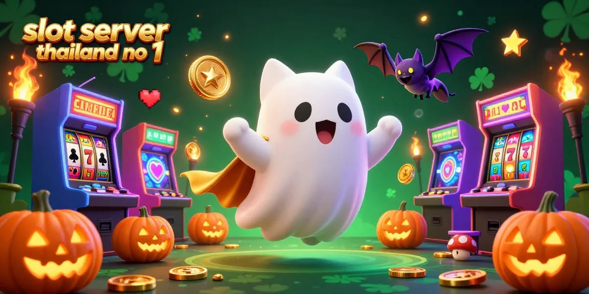 Experience thrilling wins at slot server thailand no 1 with a vibrant casino scene featuring a friendly ghost cat and exciting slot games.
