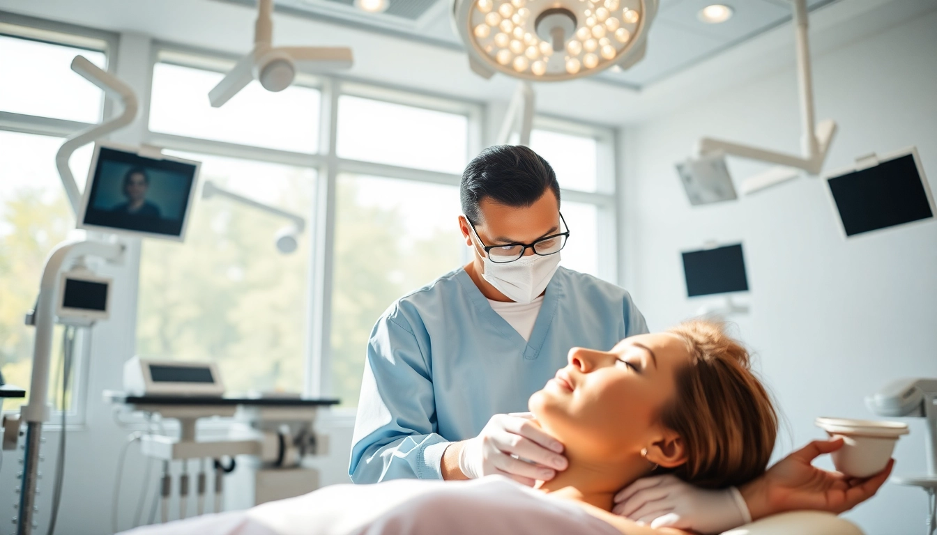 Plastische Chirurgie Hamburg: professioneller Chirurg behandelt Patient in modernem Operationssaal.