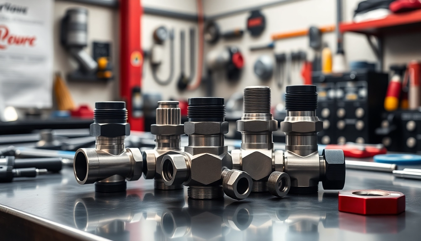Showcase of EFI fuel system fittings highlighting precision and quality in an automotive workshop.