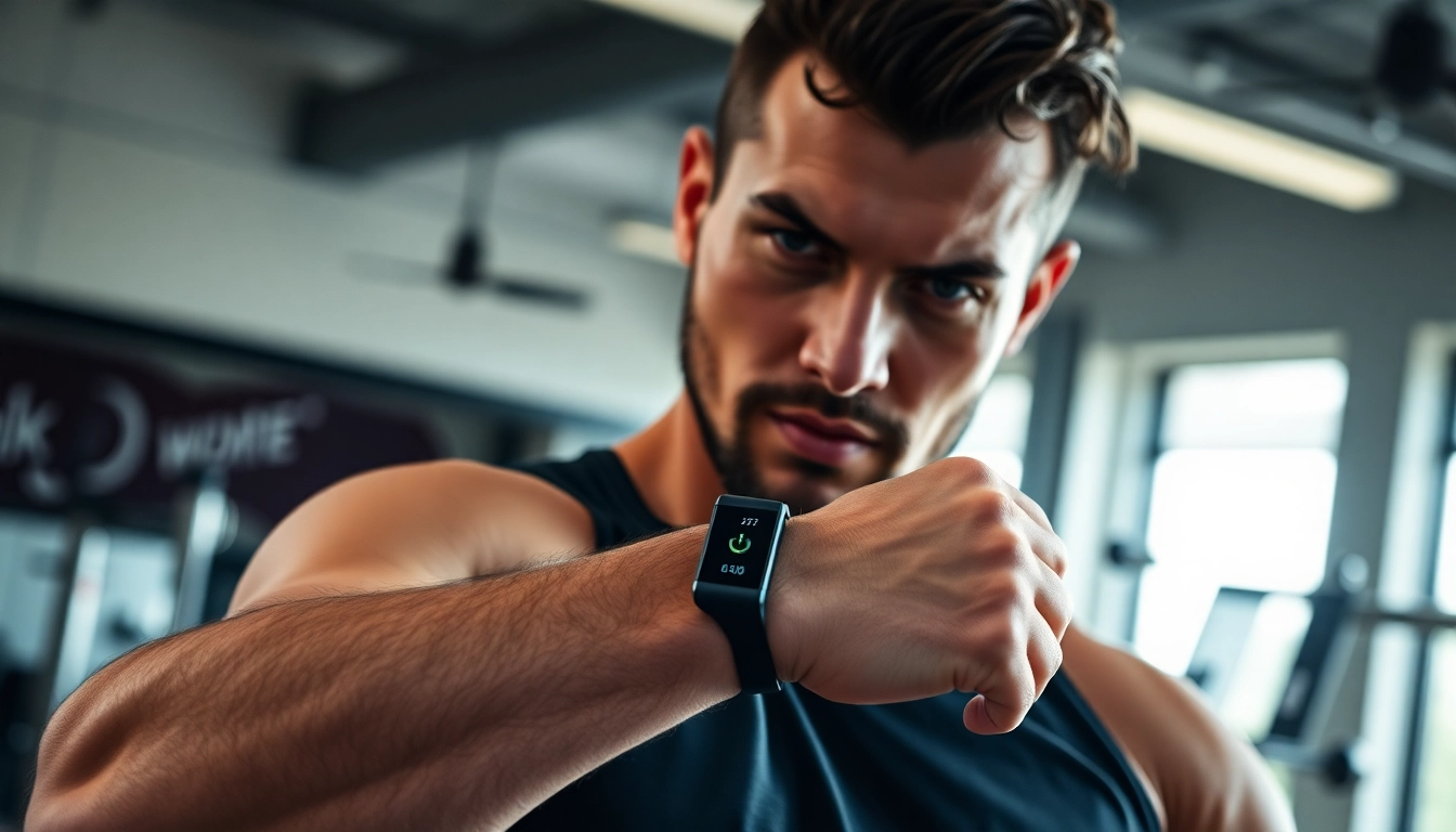 Usando la pulsera power balance, un atleta demuestra su fuerza y enfoque en el gimnasio.