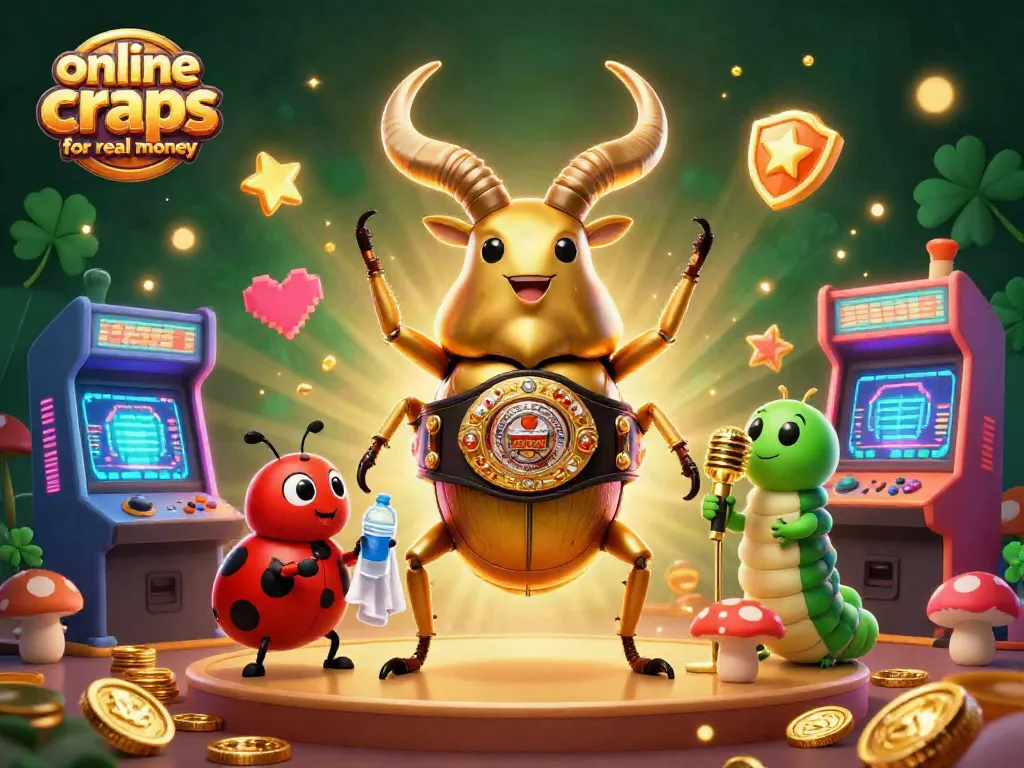 Experience online craps for real money with a vibrant 3D illustration featuring dynamic casino elements.