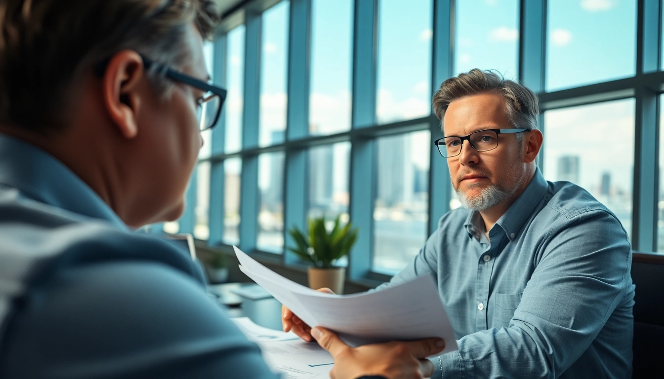 Clearwater truck accident attorney assists a client in a professional office environment.