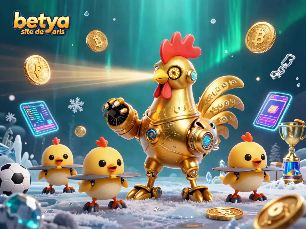 Experience thrilling betting action at betya site de paris with dynamic sports symbols and futuristic robots.
