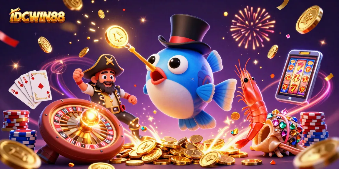 Experience the exciting world of IDCWIN88 featuring vibrant characters and casino elements.