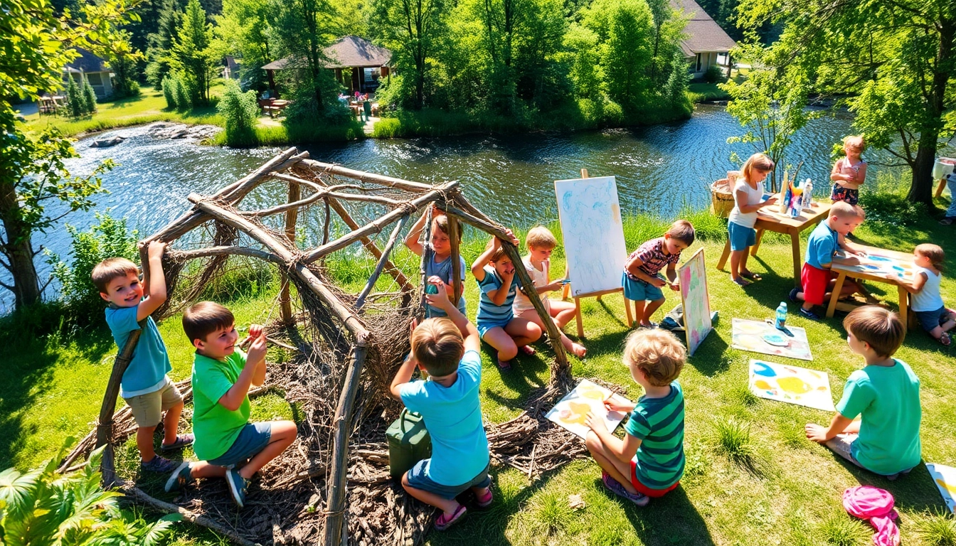 Children enjoying activities at a homeschool summer camp, promoting creativity and community.