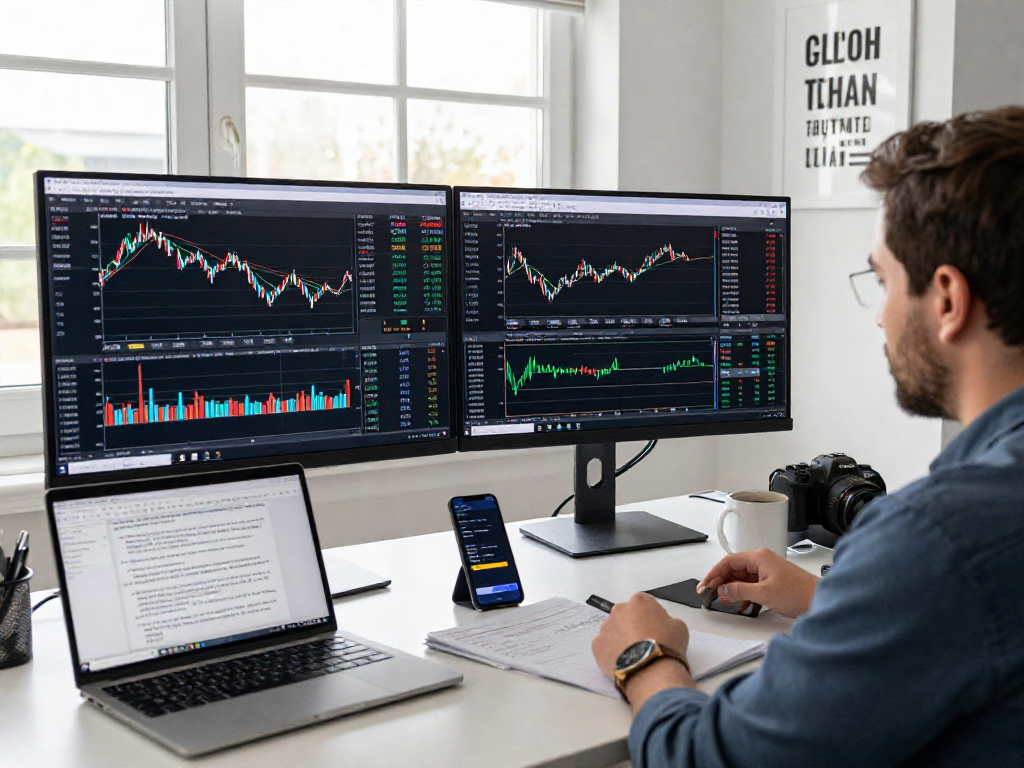 在TradingView官网上，交易者在专业交易环境中分析多个市场图表，展示高效的交易策略。