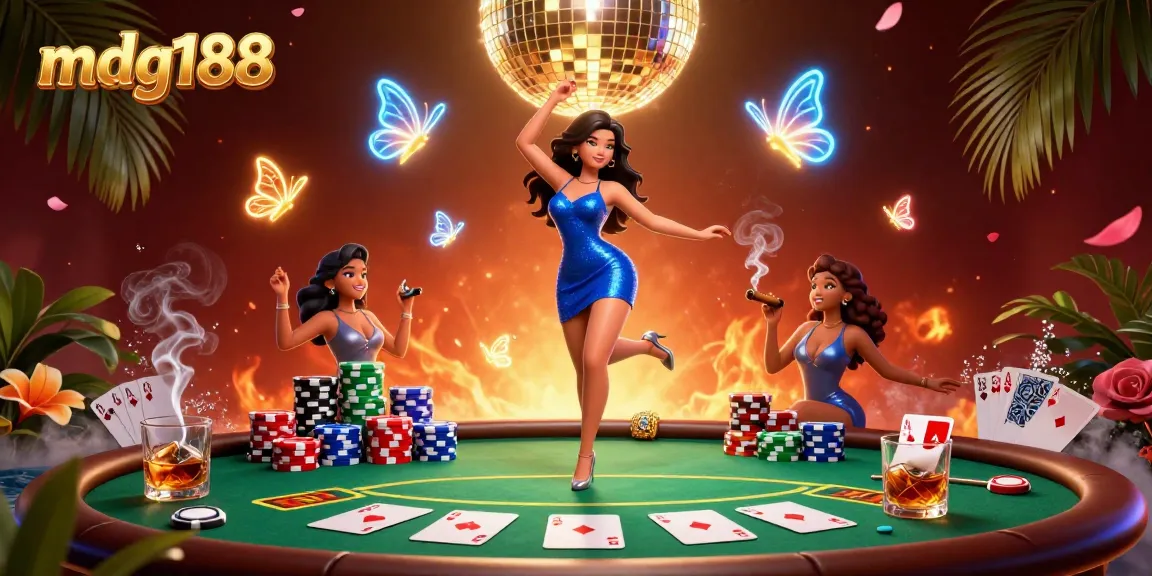 Experience thrilling gameplay with mdg188 in a vibrant, energetic casino setting featuring stunning characters.