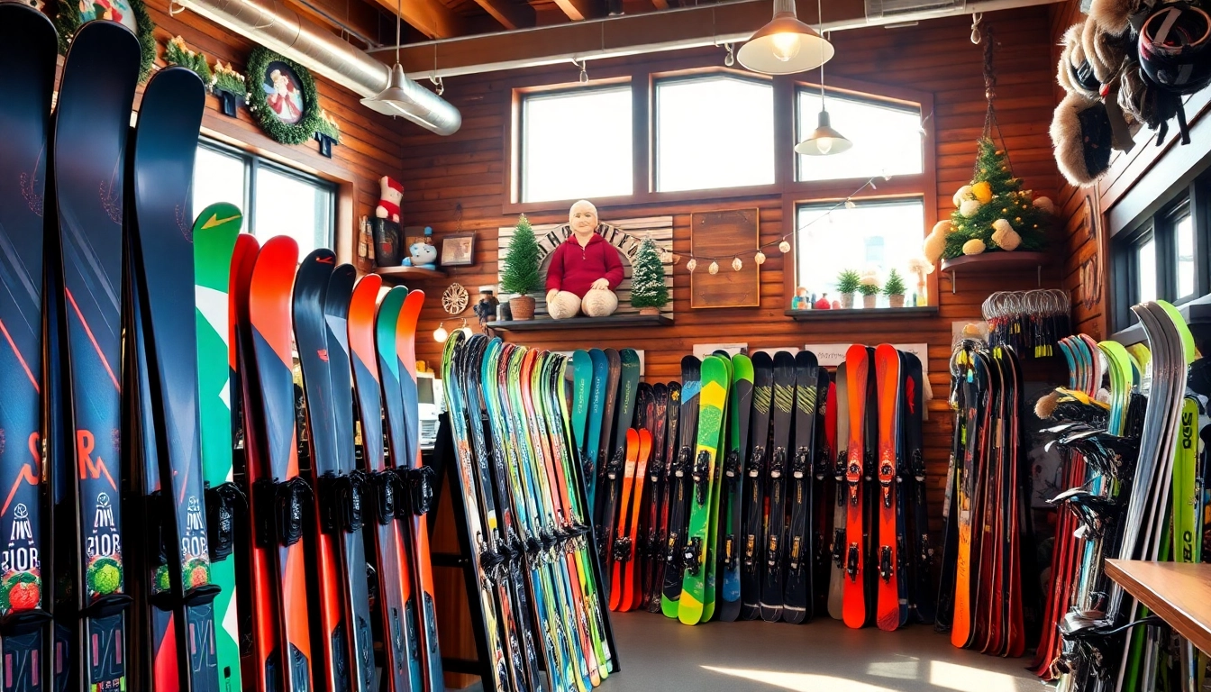 Browse equipment at ski shop Sudbury, MA with vibrant displays and inviting atmosphere.