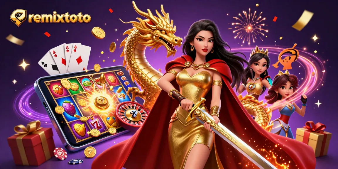 Engage with remixtoto's vibrant online casino world through this dynamic illustration.