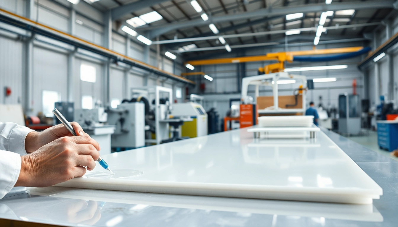 GRP Manufacturer artisans expertly crafting composite materials in a bright workshop.