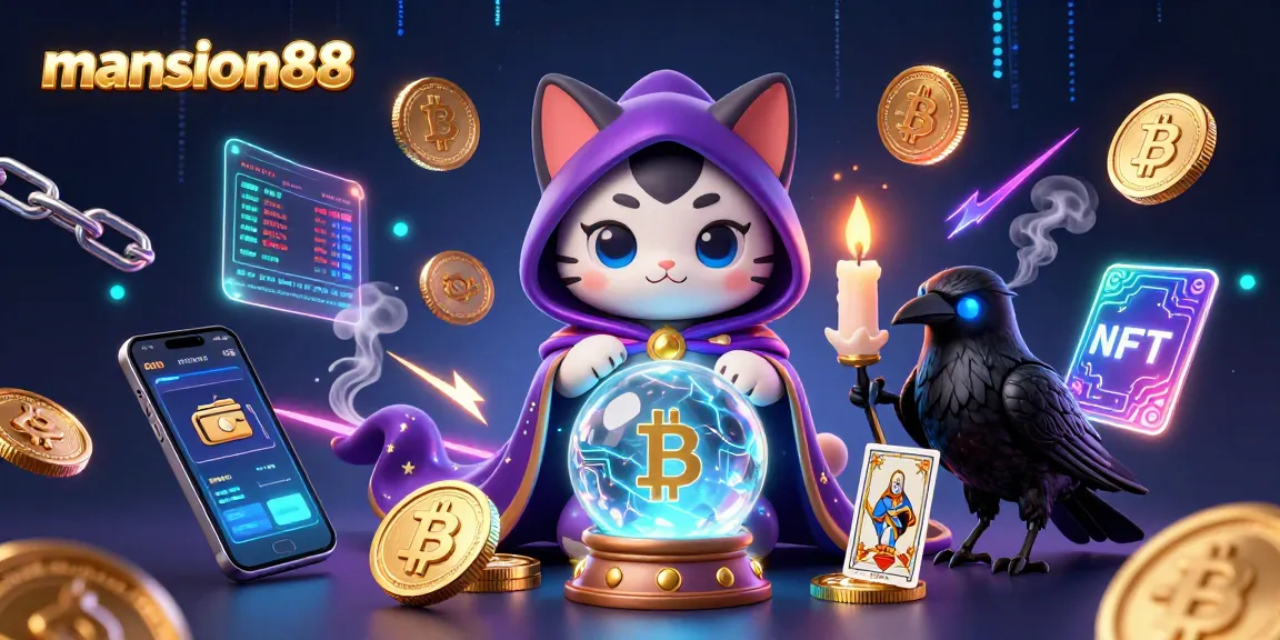 Bet and win with mansion88, featuring a vibrant mystic scene filled with fortune-telling and casino elements.