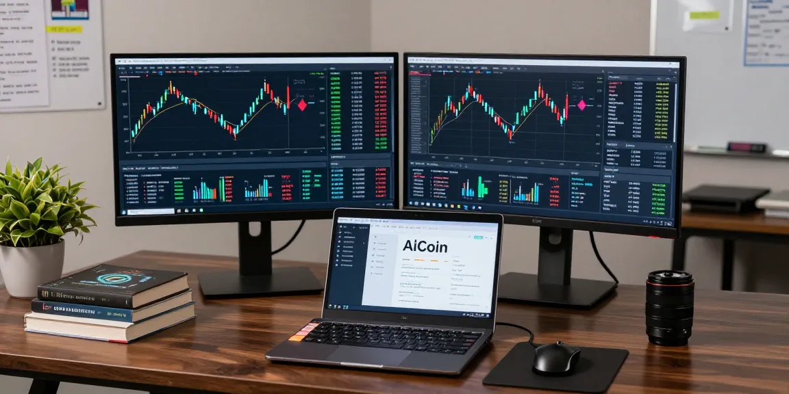AiCoin界面分析中的专业技术工作站，显示实时市场数据和图表