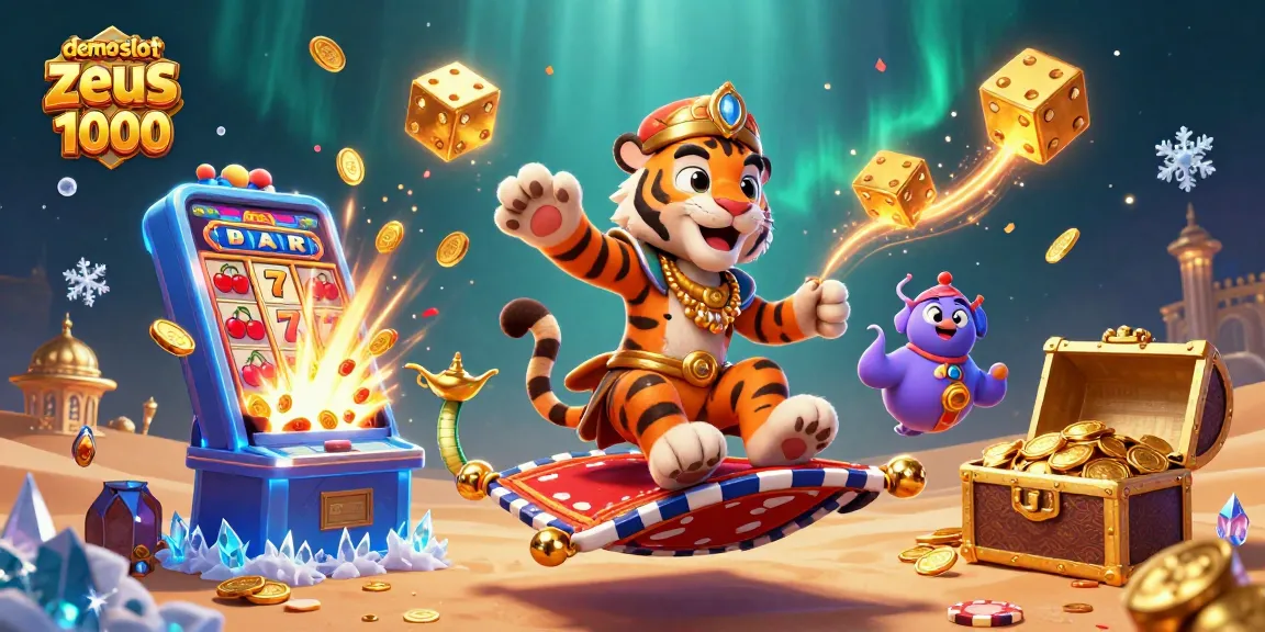 Experience the excitement of demo slot zeus 1000 with vibrant 3D Casino-themed illustration.