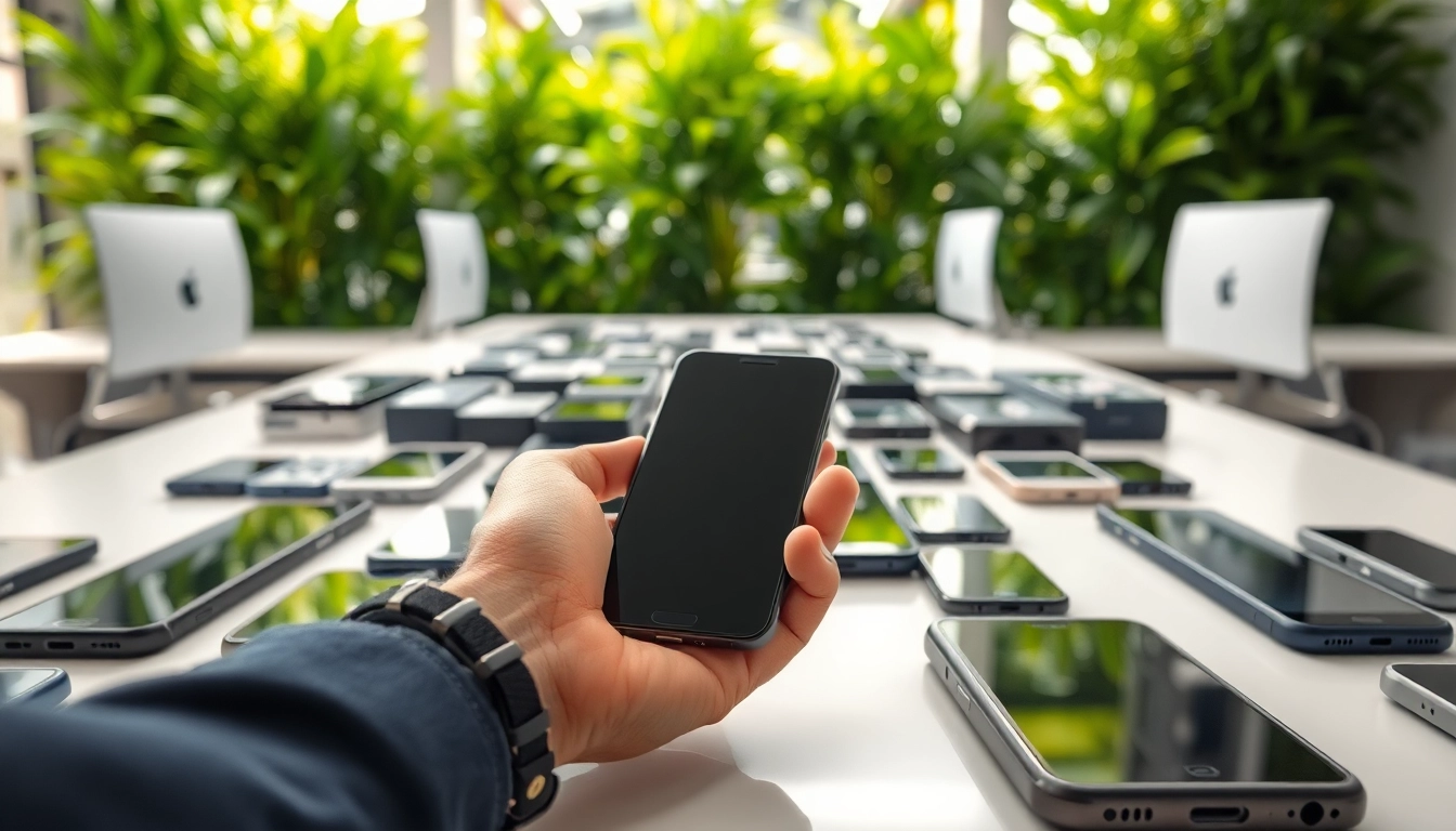 Sell my old phone in a modern workspace focused on recycling electronics sustainably.
