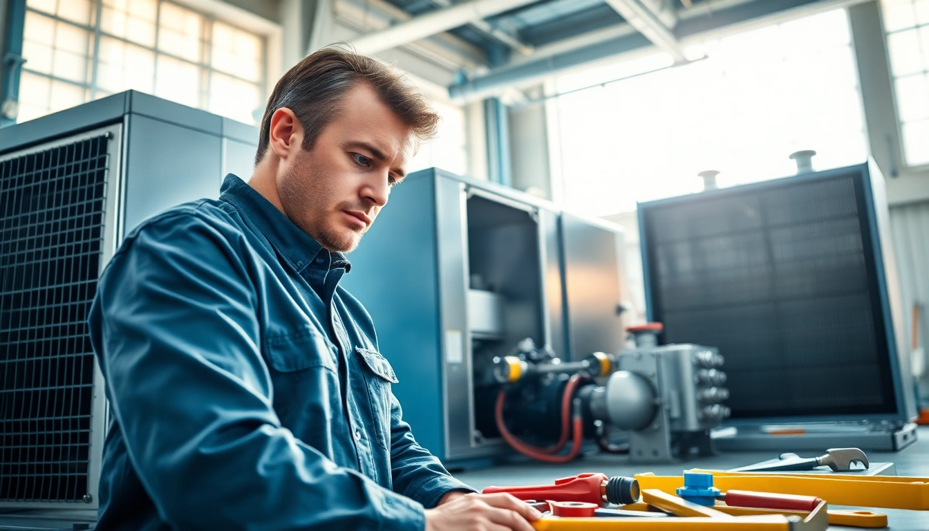 AquaForce Mechanical system maintenance by a professional technician in a well-lit workspace.