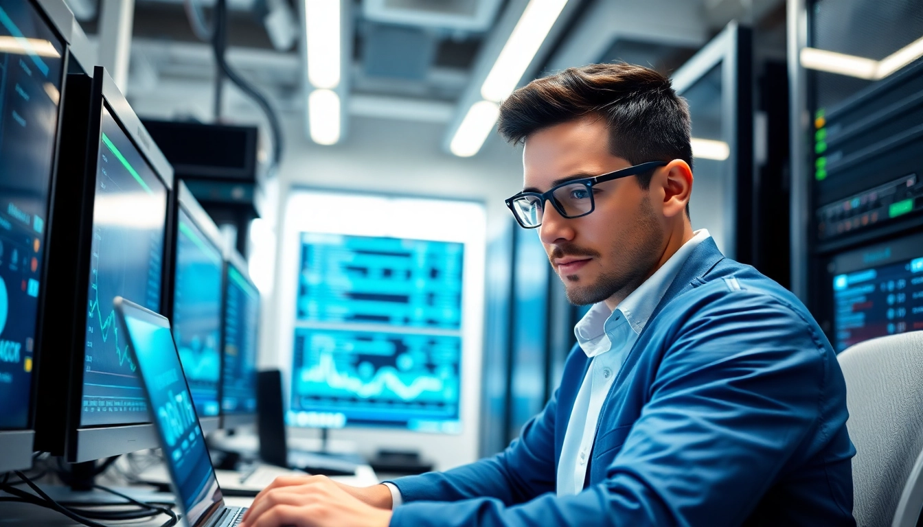 Explore managed it services near me with a professional technician in a modern office setting.