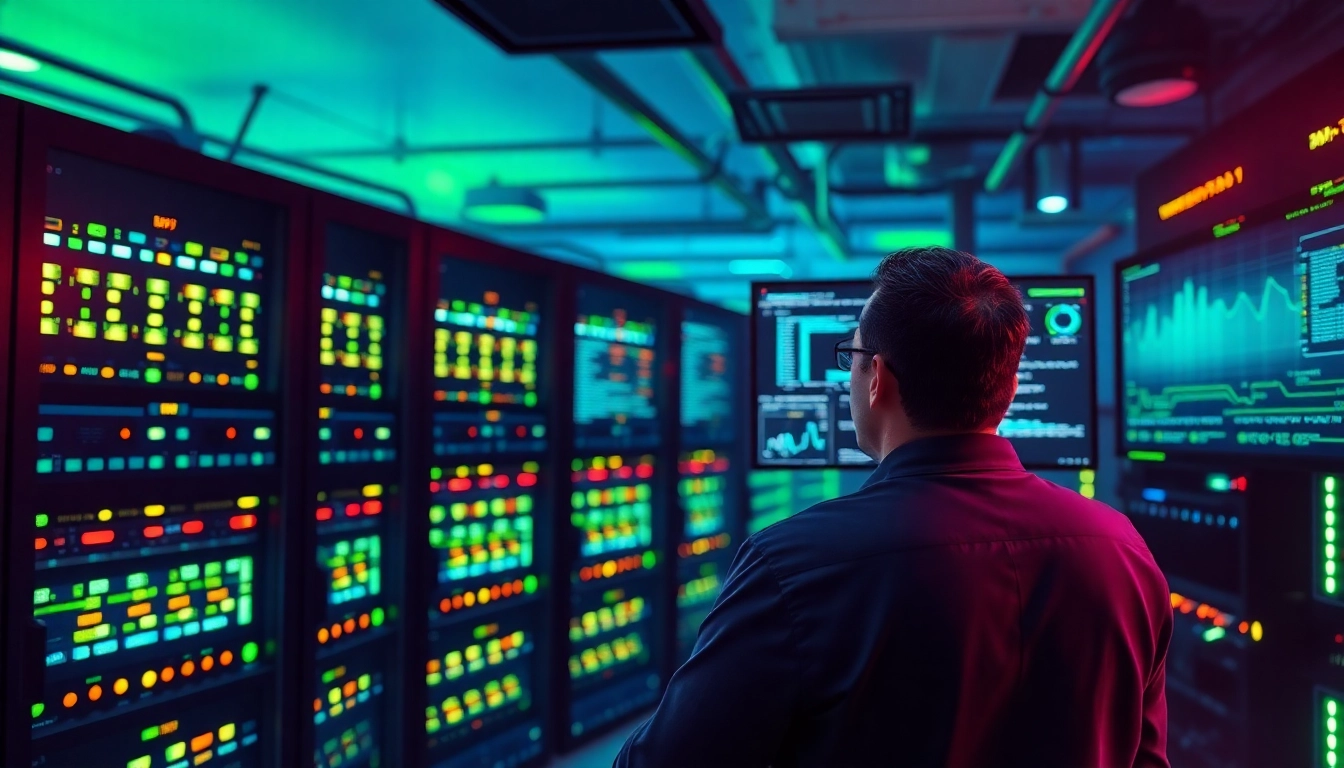 Secure CDN with DDoS Protection highlighted in a vibrant cybersecurity data center.