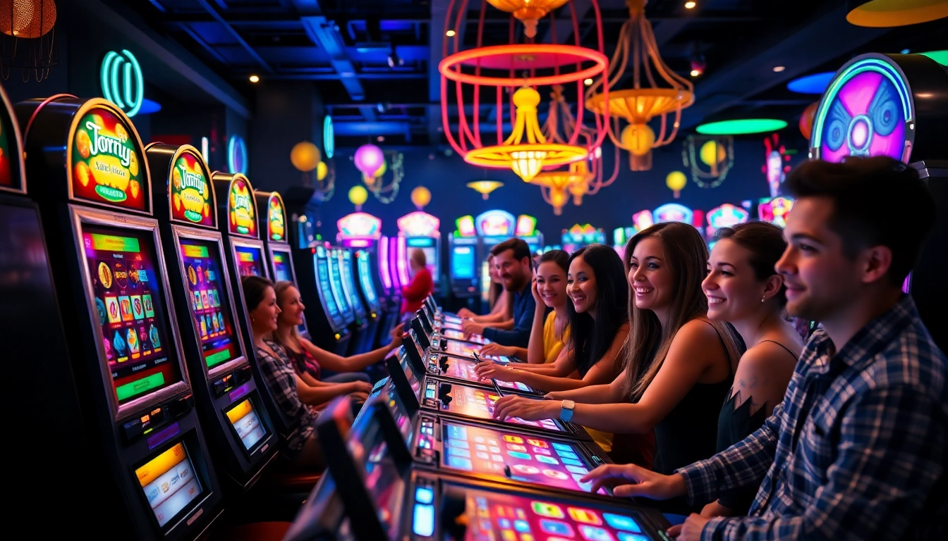 Slot Depo 5000 memberikan pengalaman kasino yang mendebarkan dengan mesin slot berwarna-warni dan pengunjung yang antusias.