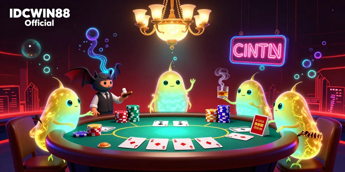 Experience IDCWIN88 Official at an enchanting casino with glowworms illuminating the poker table scene.