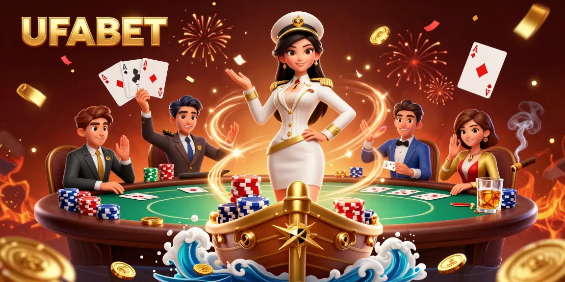 Experience the thrill of UFABET with stunning poker visuals and 3D design in this captivating scene.