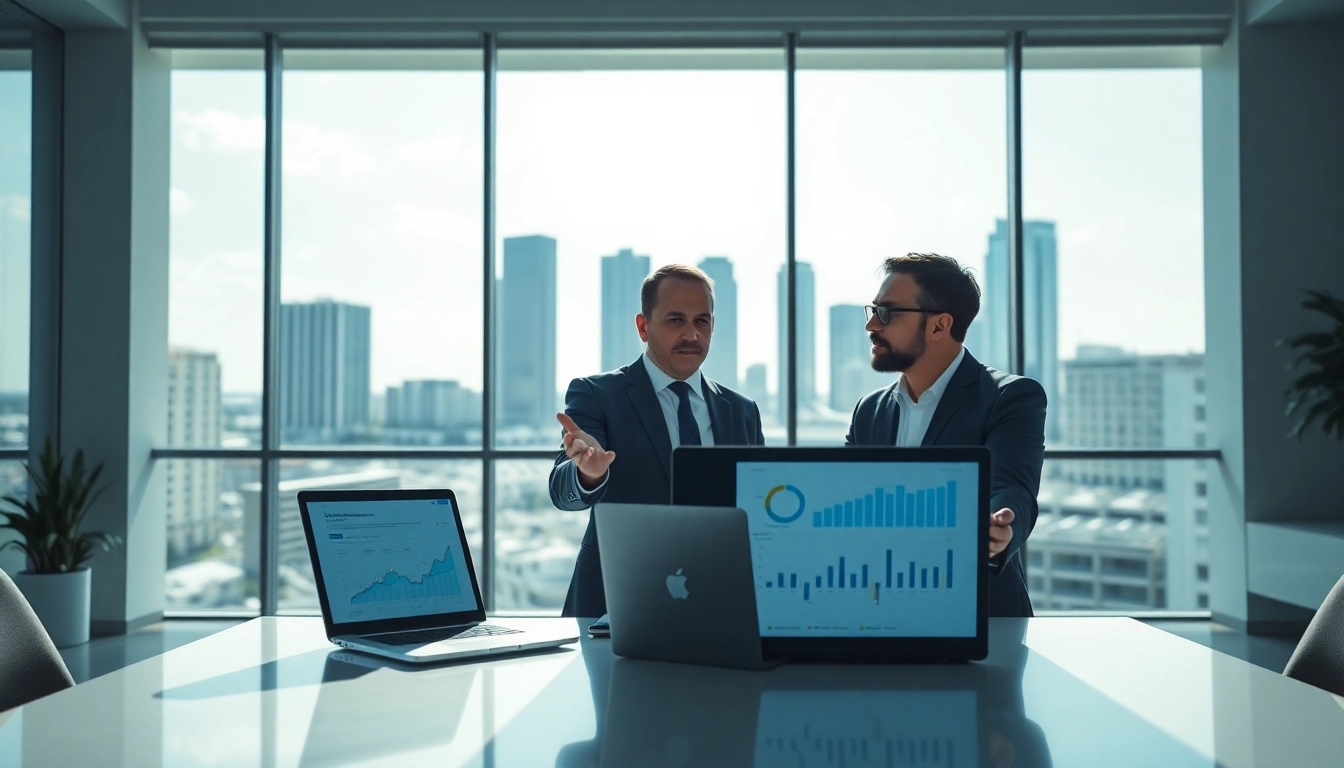 Implement Clearwater FL SEO strategies with a professional consultant against the Clearwater skyline.