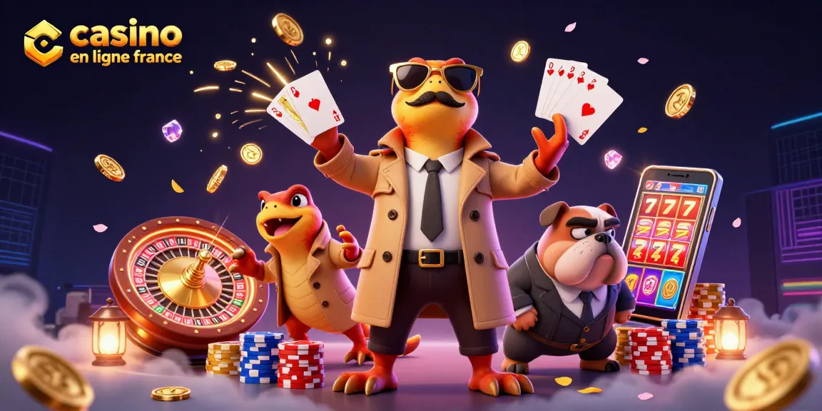 Jouer au casino en ligne France avec des personnages humoristiques dans un décor vibrant et immersif.