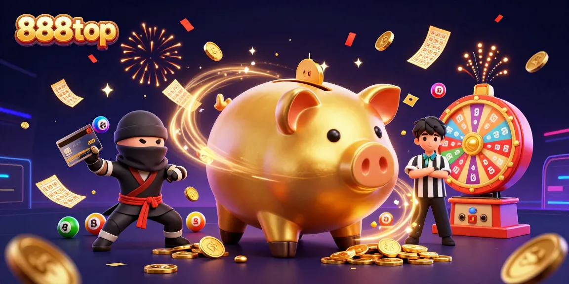 Join the action with 888top as a golden piggy bank sumo wrestler stomps and coins rain down!