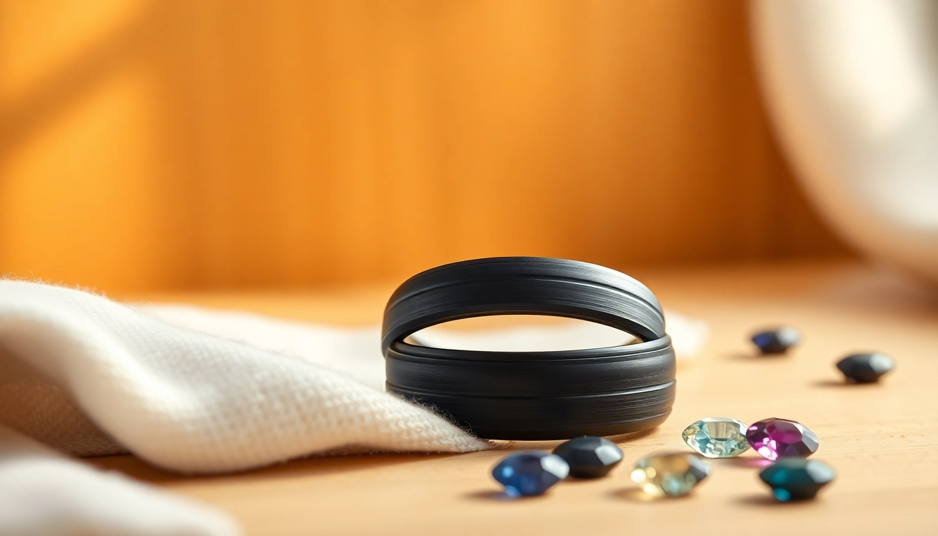 Admiring the intricate design of Black Zirconium Rings showcasing craftsmanship.