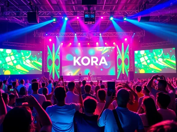 Koralive stage event with lively performers entertaining an enthusiastic audience.