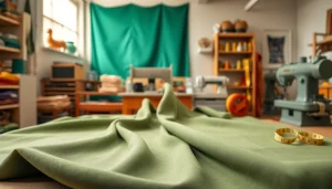 Punta di Roma stof in een textielwerkplaats met rijke kleuren en een zachte textuur.