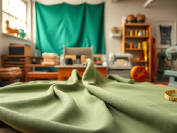 Punta di Roma stof in een textielwerkplaats met rijke kleuren en een zachte textuur.