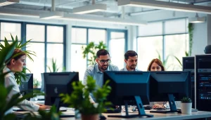 Showcase of Fredericksburg IT Companies collaborating in a modern office setting.