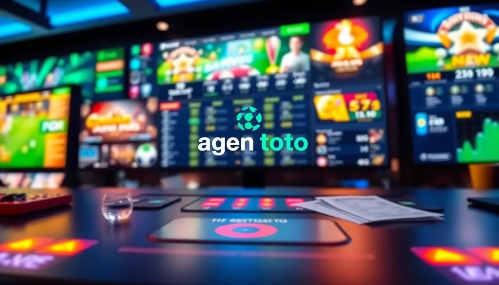 Menggambarkan agen toto dengan tampilan antarmuka permainan online yang menarik dan interaktif.