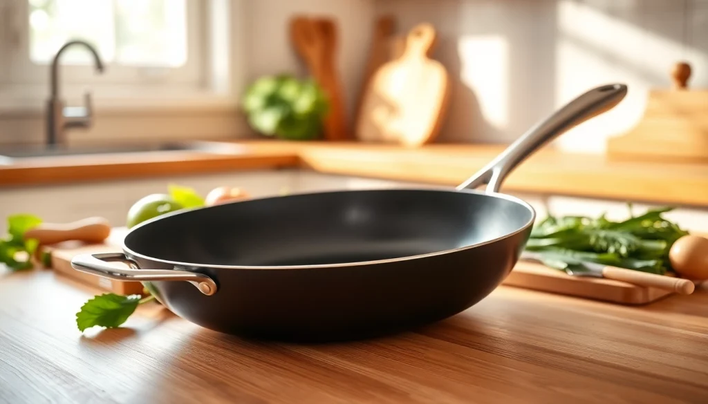 Cooking with the best nonstick pan NZ featuring fresh vegetables on a wooden counter