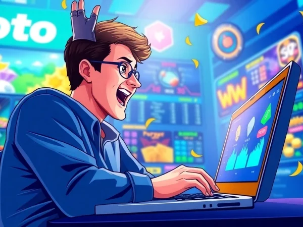 Pengguna melihat toto resmi dengan penuh semangat di platform permainan online.