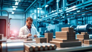 Showcase of NdFeB magnets manufacturer in china with engineers inspecting high-performance magnets.