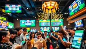 Menampilkan pemain togel online yang bersemangat dalam suasana kemenangan dan keberuntungan.