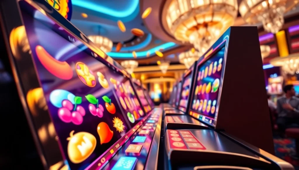 Menangkan QRIS108 Slot dengan mesin slot yang penuh warna dan simbol berkilau.