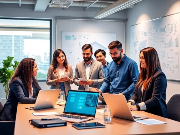 Outsourced IT Support Tampa team collaborating in a modern office setting.