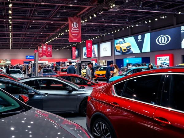 Immerse in the excitement of an auto cars show with diverse vehicles on display.