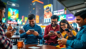 Engaged users exploring the best sports betting sites in India at a lively urban café.
