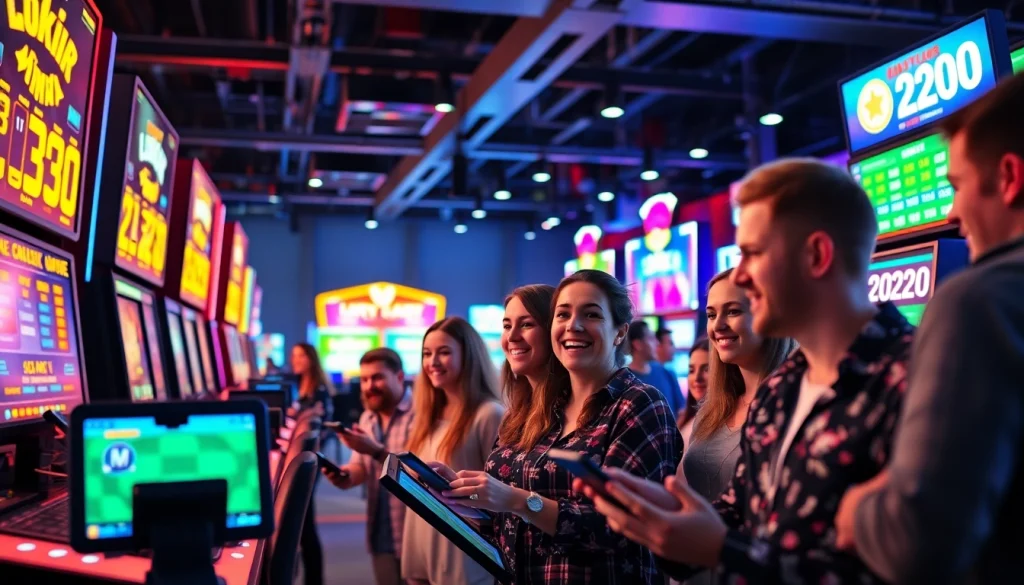 Daftar diantogel dengan pemain bersemangat di lingkungan permainan digital yang ceria.