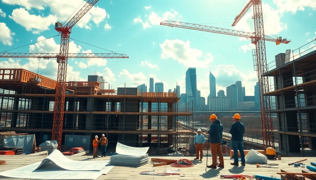Team of New Jersey Commercial General Contractor professionals working on a construction site.