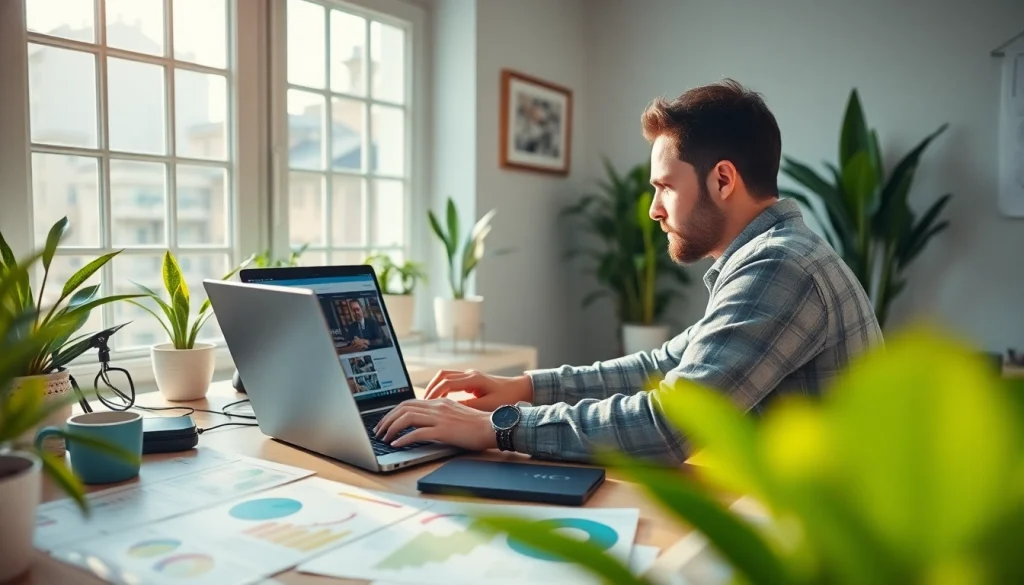 Showcase of wordpress services in action with a developer creating vibrant websites.