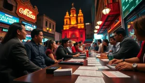 Explore the vibrant scene of the best sports betting sites in Mexico with dynamic characters engaging in betting.