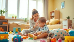 Engaging scene showing how to find a trusted nanny in Dubai with a caring professional and happy children.