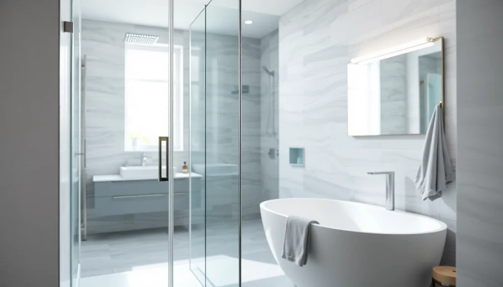 Besonderes Badezimmerdesign mit Duschwänden von sonni sanitär GmbH in einem modernen Zuhause.