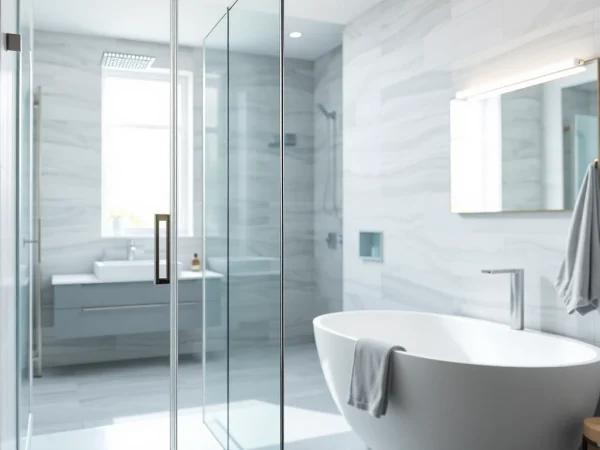 Besonderes Badezimmerdesign mit Duschwänden von sonni sanitär GmbH in einem modernen Zuhause.